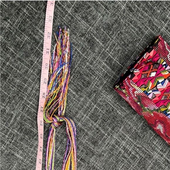 Boho Embroidered Rose Clutch Bag with Rainbow Belt Chain Strap - Picture 8 of 11